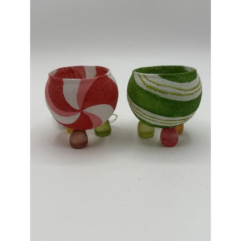 Department Dept 56 Peppermint Candy Tealight‎ Holders Pair 56.88954 2007